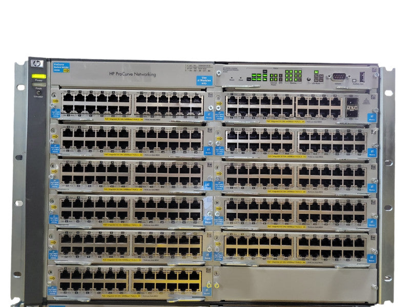HP E5412 zl J8698A Switch Chassis w/ 4x PSU, 10x J9534a and 1x J9536A, READ Q_