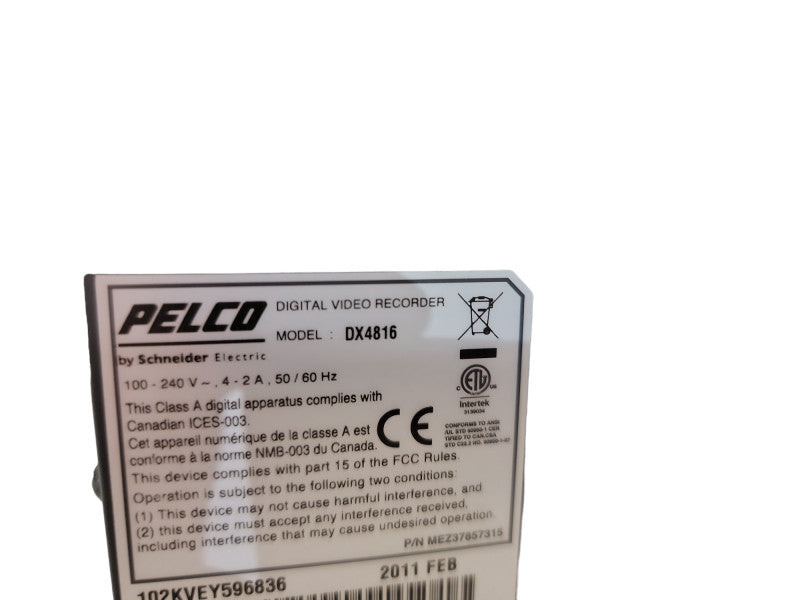 Pelco DX4816 Hybrid Video Recorder DX4800 Series