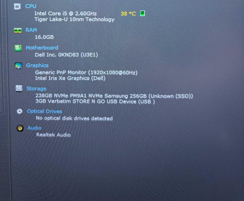 Dell Latitude 7420 Intel Core i5-1145G7@2.6GHz 16GB RAM 256GB SSD  Lap200