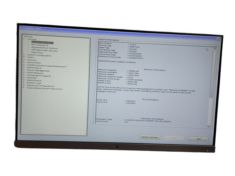 Dell Optiplex 3070 Micro i5 - 9500T CPU @ 2.20GHz 16GB DDR4 Ram θ