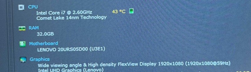 Lenovo ThinkPad T15g Gen 1 i7-10750H RTX 2080 Super 8GB GPU 32GB RAM 512SSD  Lap200