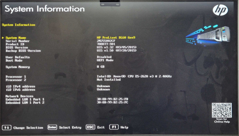 HP DL60 Gen9 1U 4x 3.5", Xeon E5-2620 v3 2.40GHz 6C, 8GB DDR4, B140i, 1x PSU