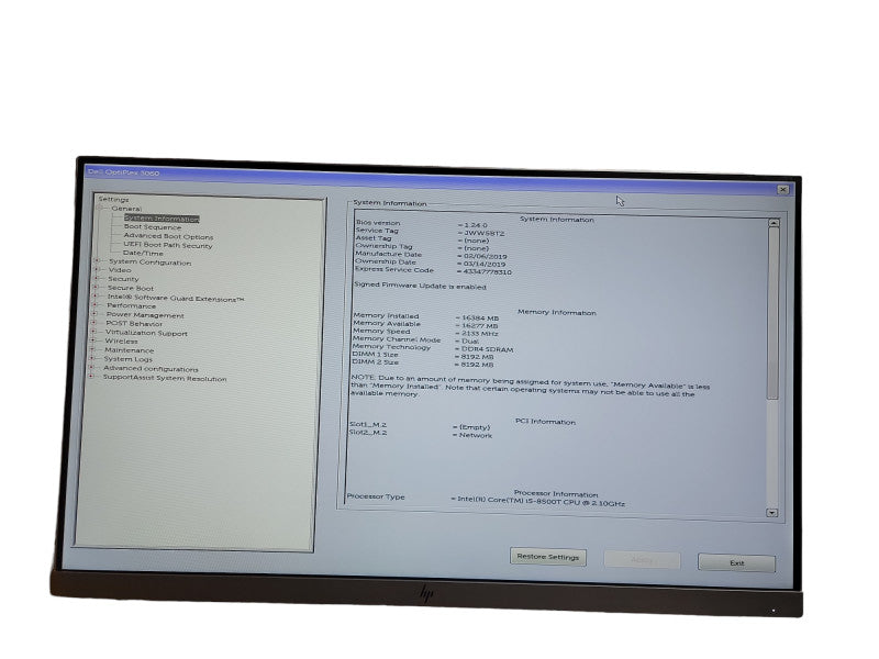 Dell Optiplex 3060 Micro i5 - 8500T CPU @ 2.10GHz 16GB DDR4 Ram  θ