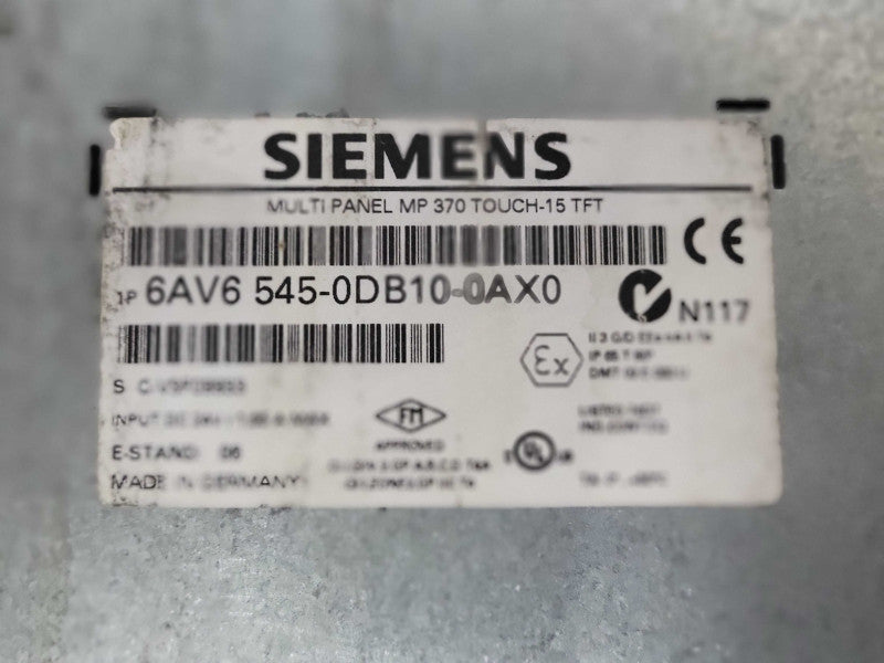 Siemens MP370 Multi Panel touch 15" 6AV6 545-0DB10-0AX0, READ_