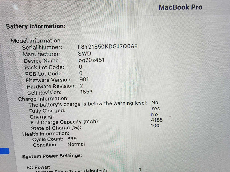 Apple Macbook Pro 2019 13" 4-Core i5-8279U @ 2.4GHz 16GB DDR3 512GB SSD (