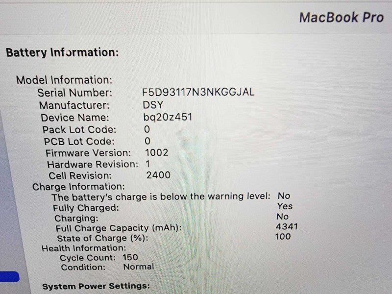 Apple Macbook Pro 2019 13" 4-Core i5-8257U @ 1.4GHz 16GB DDR3 120GB SSD (