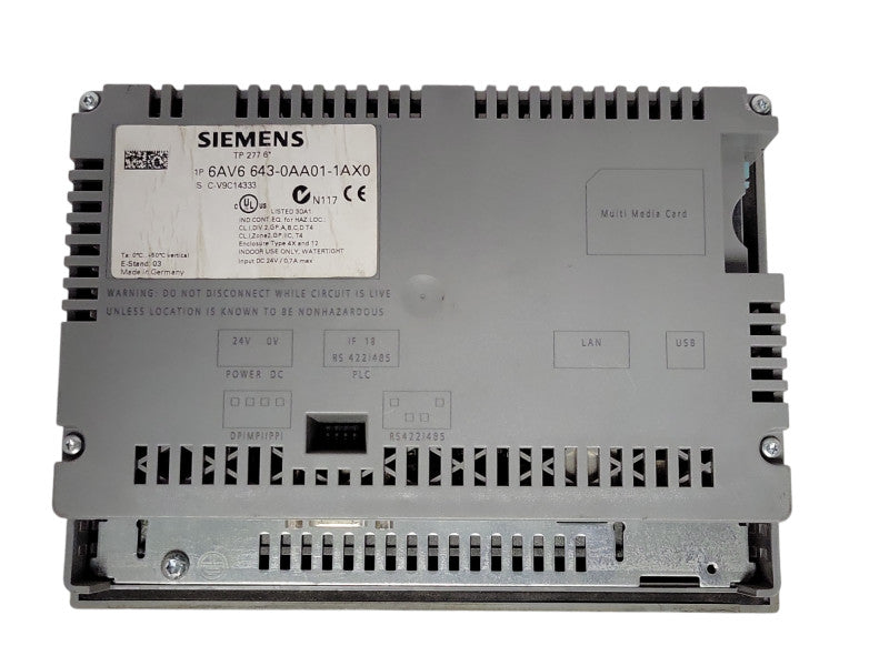 Siemens TP 277 6" 1P 6AV6 643-0AA01-1AX0 Touch Panel _