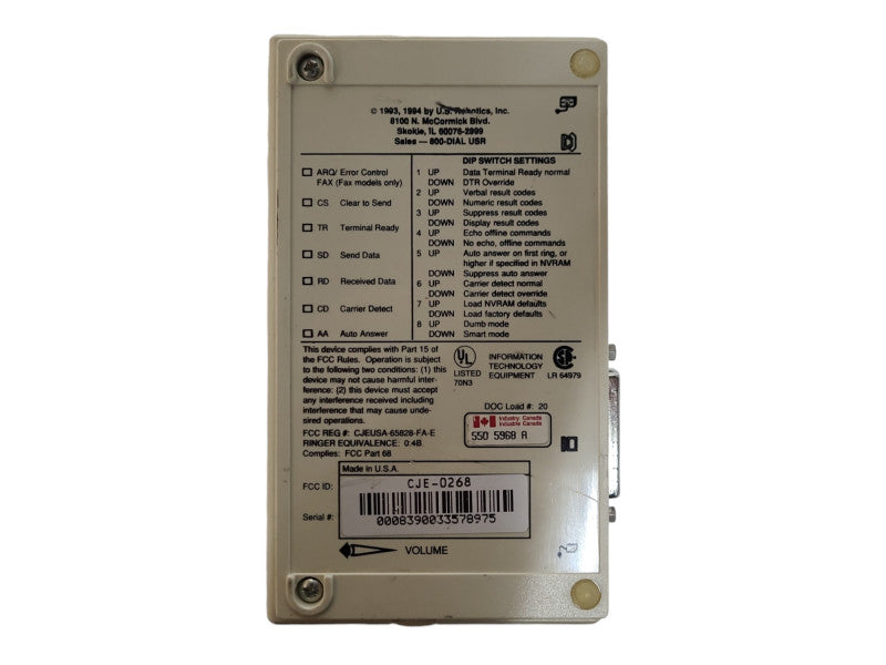 US ROBOTICS SPORTSTER 28800 FAX MODEM, READ