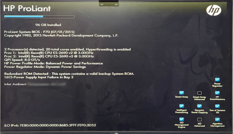 HP Proliant DL380p G8 8x 2.5" 2U, 2x Xeon E5-2690 2.9GHz, 96GB, P420i, READ