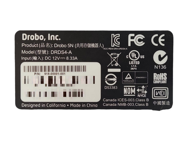 Drobo 5N (DRDS4-A) 5 Bay NAS, NO HDD, No mSATA SSD, READ