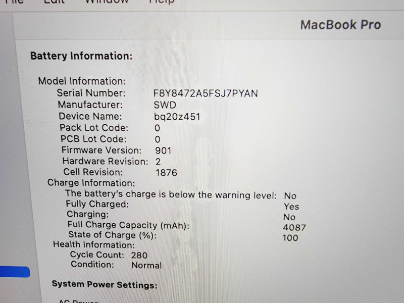 Apple Macbook Pro 2018 13" 4-Core i5-8259U @ 2.3GHz 8GB DDR3 256GB SSD (