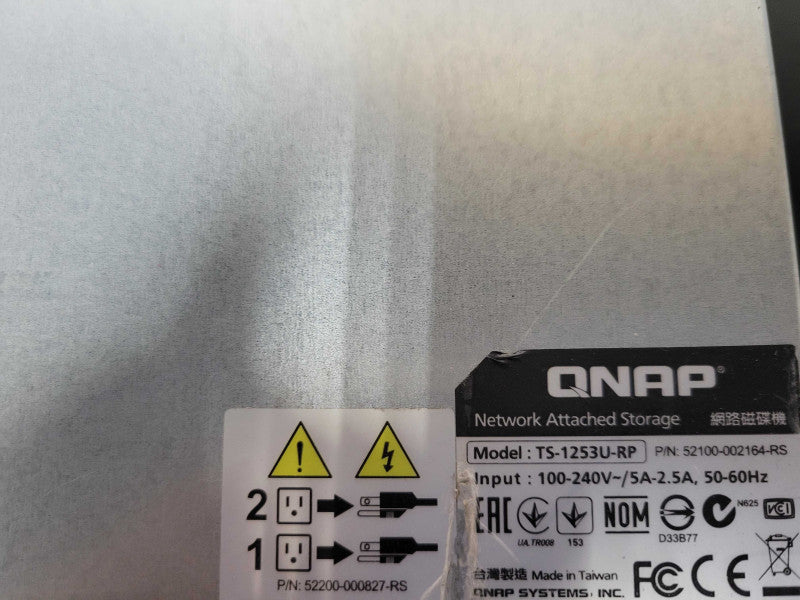 QNAP TS-1253U-RP 12 BAY NAS with 5x 3TB HDDs, 2x PSU _