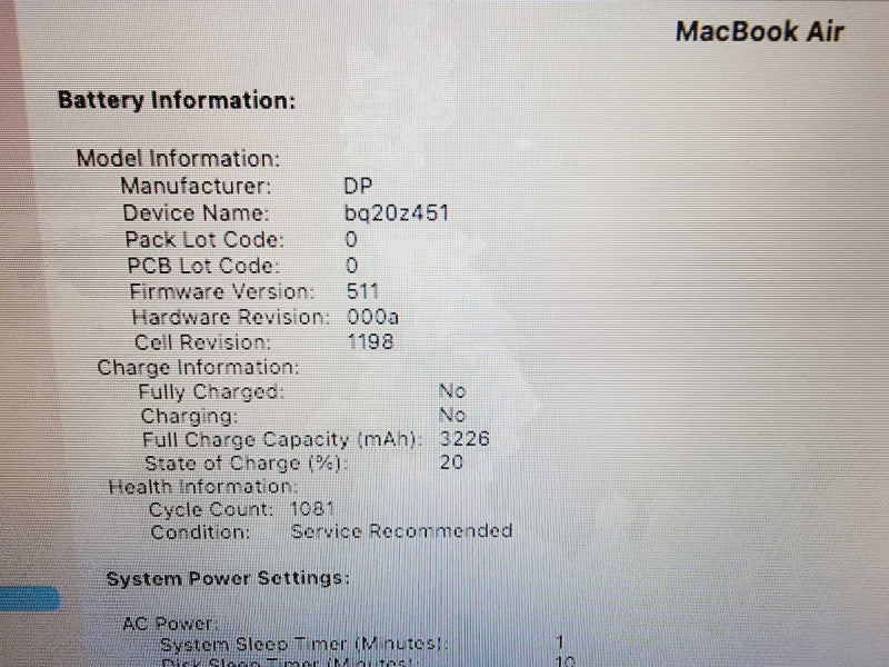 Apple Macbook Air 2013 11" 2-Core i7-4650U @ 1.7GHz 8GB DDR3 120GB SSD (