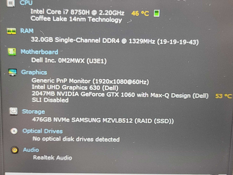 Dell G5 5587| i7-8750H| 32GB DDR4| GTX 1060 w/ MAX Q| 512GB NVMe READ β Lap200