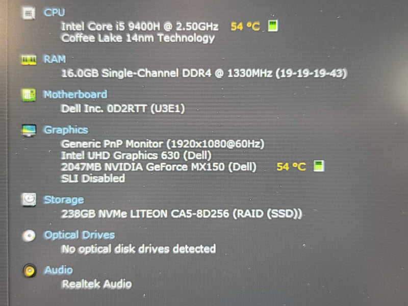 Dell Latitude 5401| i5-9400H| 16GB DDR4| MX150| 256GB M.2  β Lap200