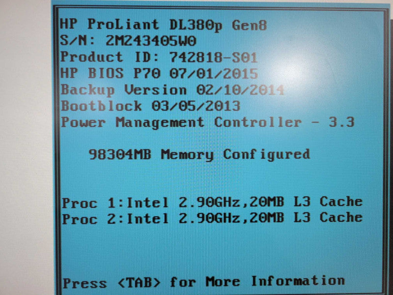HP Proliant DL380p G8, 2x Xeon E5-2690 2.9GHz 8C, 96GB, P420i, 8x 2.5" READ !
