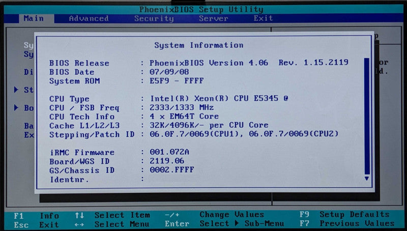 Fujitsu PRIMERGY RX300 S3 2U 6x 3.5", 2x E5345 2.33GHz 16GB RAM, 2x PSU