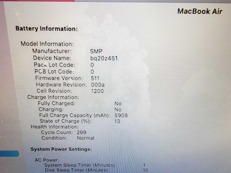 Apple Macbook Air 2017 13" 2-Core i7-5650U @ 2.2GHz 8GB DDR3 250GB SSD (