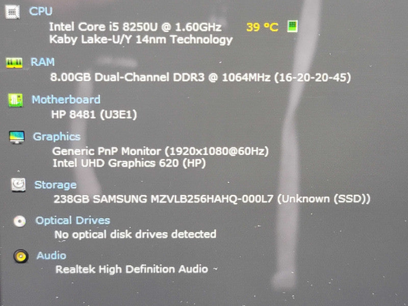 HP Envy 13ah-0xxx| i5-8250u| 8GB DDR3| 256GB SSD READ β BudLap