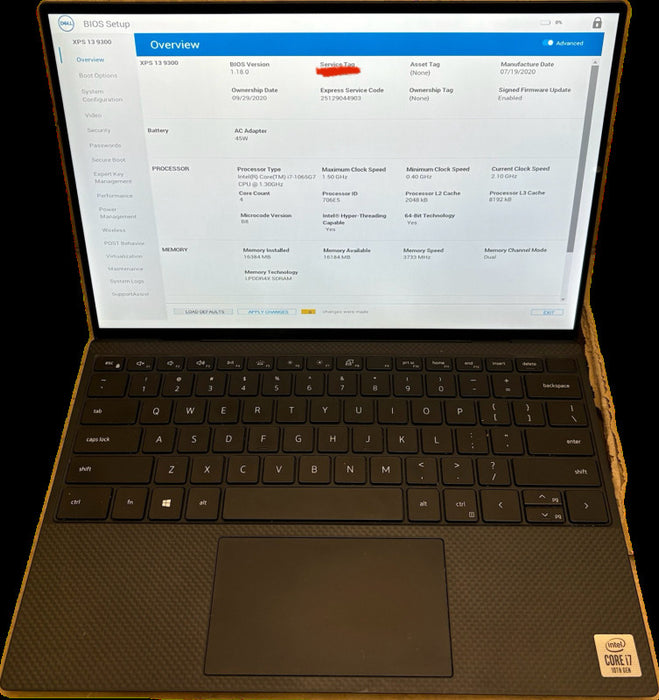 Dell XPS 13 9300 TOUCH i7-1065G7 BIOS Locked No Battery For Parts/Repair READ  Lap200