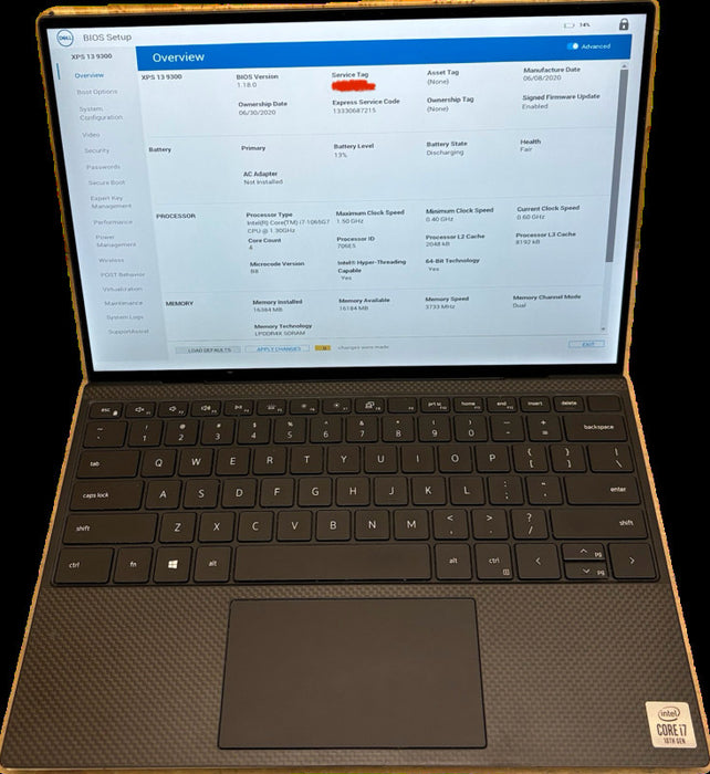 Dell XPS 13 9300 TOUCH i7-1065G7 BIOS Locked For Parts Or Repair READ!  Lap200