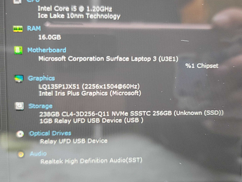 Microsoft Surface Laptop 3| i5-1035G7| 16GB DDR3| 256GB SSD PARTS/REPAIR  β BudLap