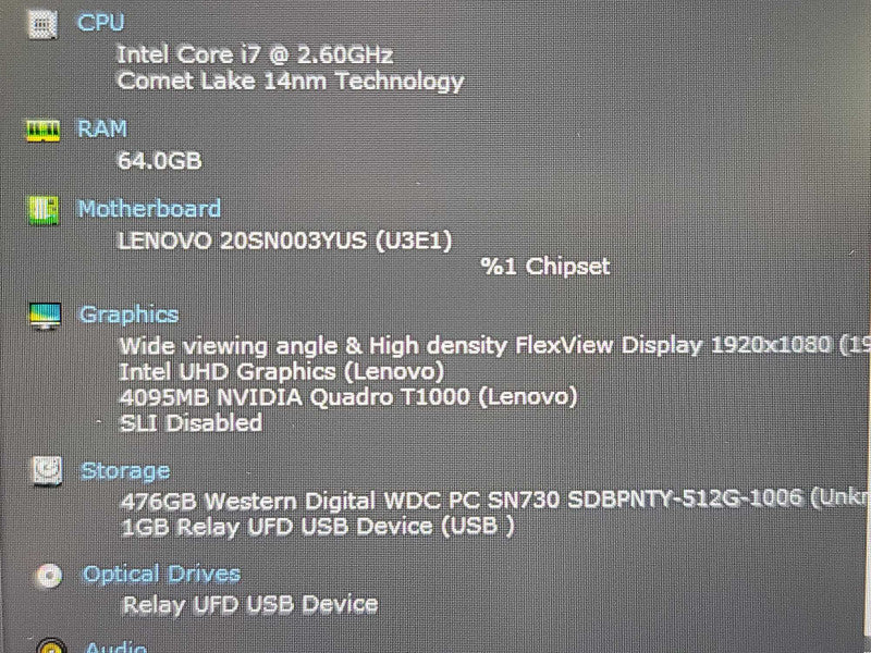 Lenovo ThinkPad P17| i7-10750H| 64GB DDR4| Quadro T1000| 512GB NVMe  READβ Lap200