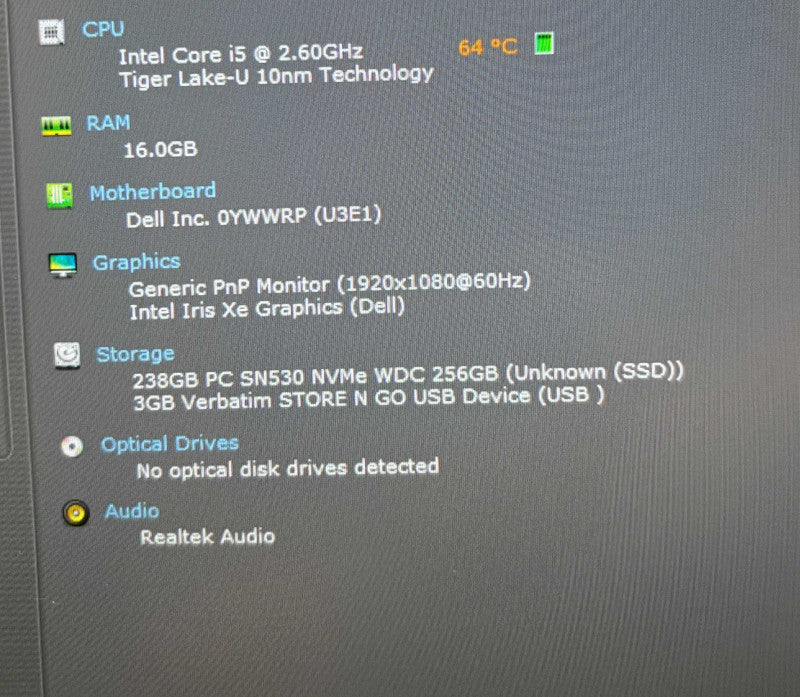 Dell Latitude 7420 Intel Core i5-1145G7@2.6GHz 16GB RAM   Lap200
