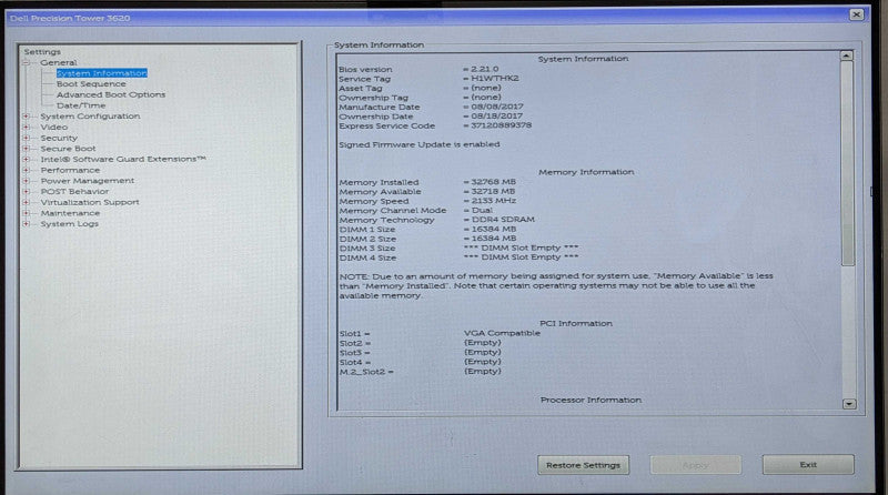 Dell Precision T3620, Xeon E3-1240 v5 3.50GHz 4C, 32GB DDR4, 2TB HDD, K620