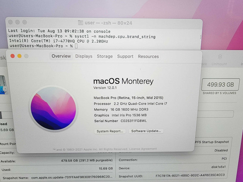 Apple Macbook Pro Retina 2015 4-Core i7-4770HQ @ 2.2GHz 16GB DDR3 512GB SSD [Read] (*
