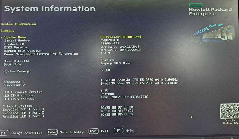 HP DL380 Gen9 2U| 2x E5-2690 v4 @ 2.6GHz 14C, 32GB DDR4, P440ar, 4x 1.8TB HDD