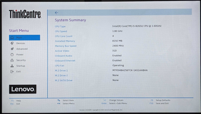Lenovo ThinkCentre M90n-1, i5-8265U 1.60GHz 4C, 8GB DDR4, 256GB NVMe, WiFi