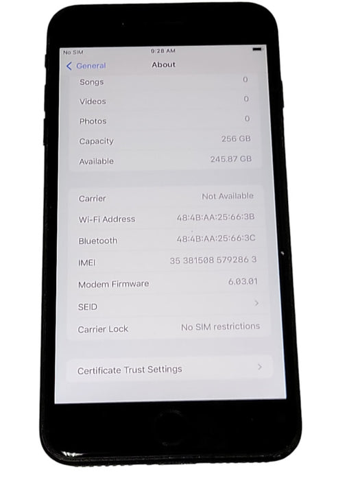 Apple iPhone 7 Plus - 256 GB - Black Unlocked Single SIM, READ _