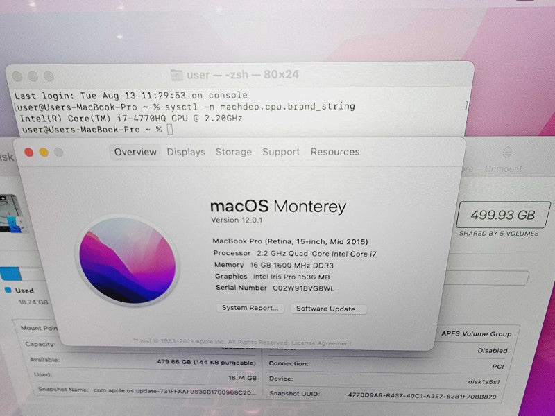 Apple Macbook Pro Retina 15" 4-Core i7-4770HQ @ 2.2GHz 16GB DDR3 512GB SSD (