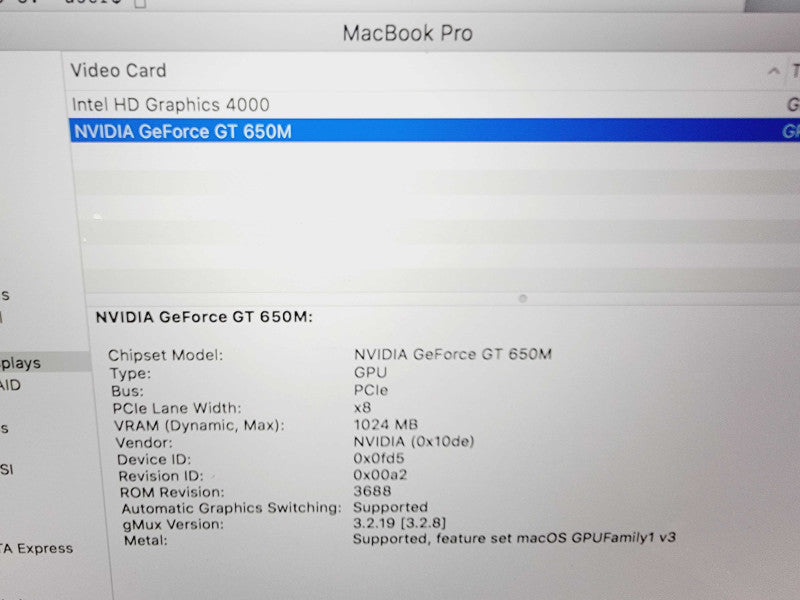 Apple Macbook Pro Retina 2012 15" Core i7-3615QM @ 2.3GHz 8GB DDR3 256GB SSD  (