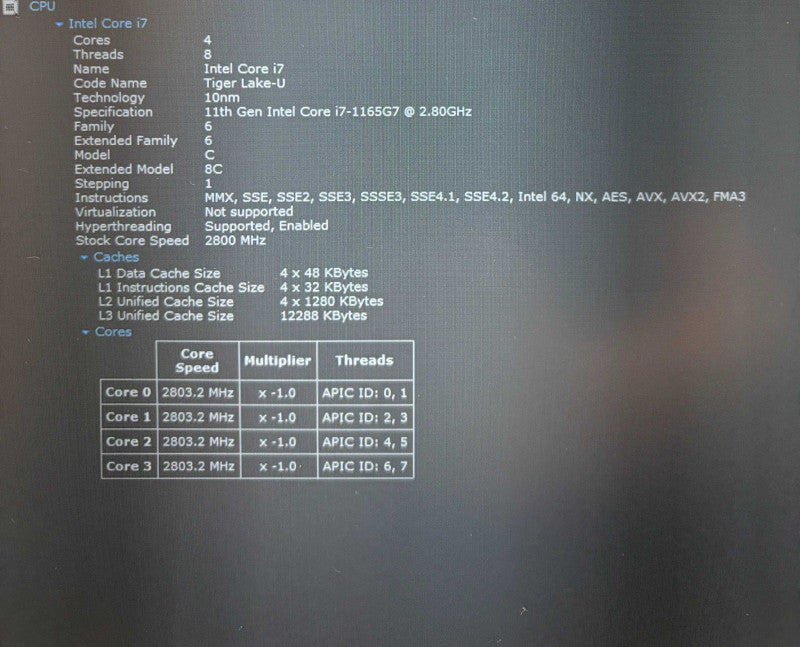 HP 15 dy2013ca Intel Core i7-1167G7@2.8GHz 16GB RAM 256GB SSD READ Q Lap200