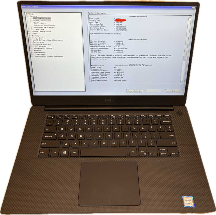 Dell XPS 15 7590 i7-9750H 8GB RAM Broken Hinge For Parts/Repair READ! Q Lap200