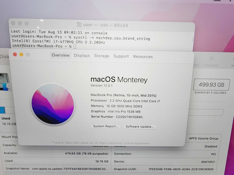 Apple Macbook Pro Retina 2015 15" 4-Core i7-4770HQ @ 2.2GHz 16GB DDR3 512GB SSD (*