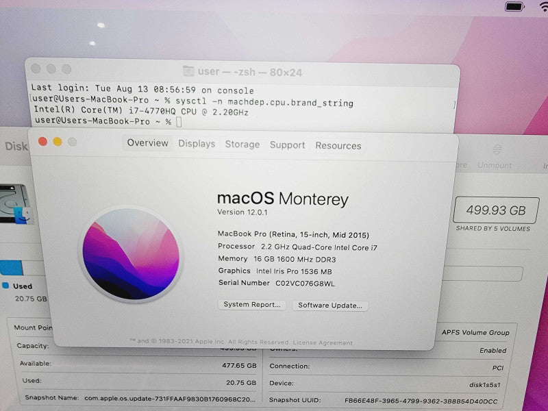 Apple Macbook Pro Retina 2015 15" 4-Core i7-4770HQ @ 2.2GHz 16GB DDR3 512GB SSD (*