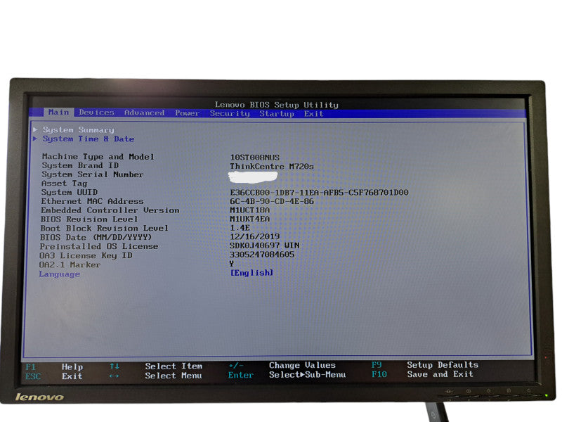 Lenovo ThinkCentre M720s | i5-9400 @ 2.90GHz 6C, 16GB DDR4, 128GB NVMe
