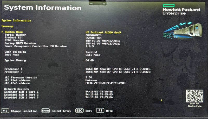 HP DL380 Gen9 2U 8x 2.5", Xeon E5-2660 v4 2.00GHz 14C, 64GB DDR4, P440ar