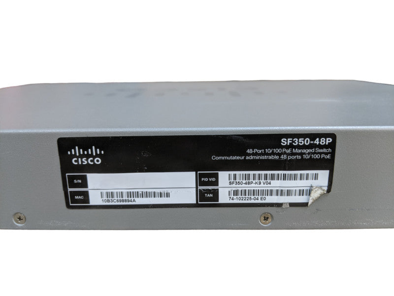 Cisco SF350-48P-K9 V04 | 48-Port 10/100 PoE Managed Switch !
