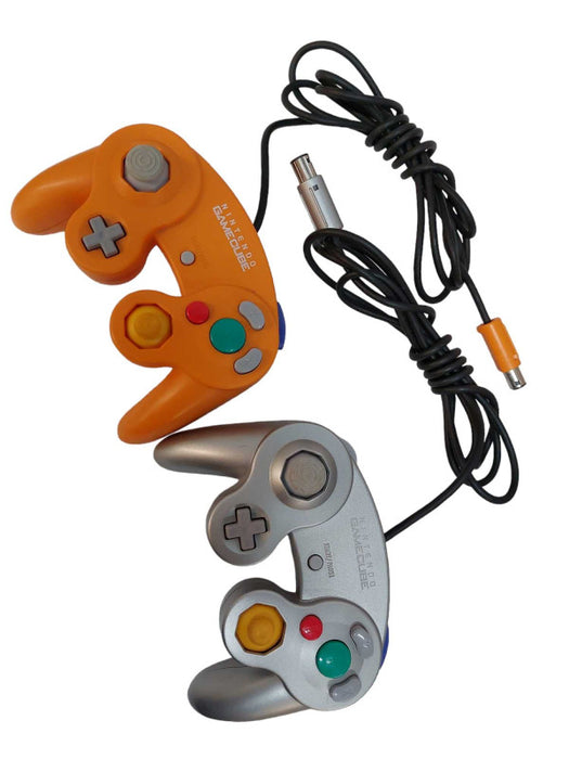 Bundle of 2 OEM Nintendo Gamecube Controllers Model: DOL-003 Orange & Silver =
