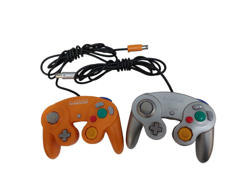 Bundle of 2 OEM Nintendo Gamecube Controllers Model: DOL-003 Orange & Silver =