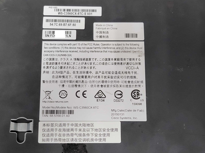 Cisco Catalyst WS-C3560CX-8TC-S Switch 8 Ports Managed compact switch _