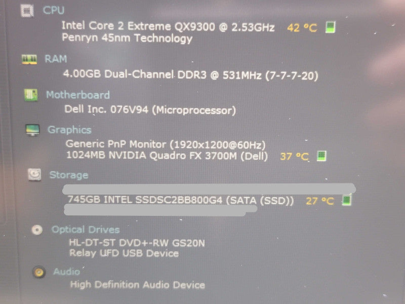 Dell Precision M6400 | Core 2 Extreme QX9300| 4GB DDR3| FX3 3700| 800GB SSD   β BudLap