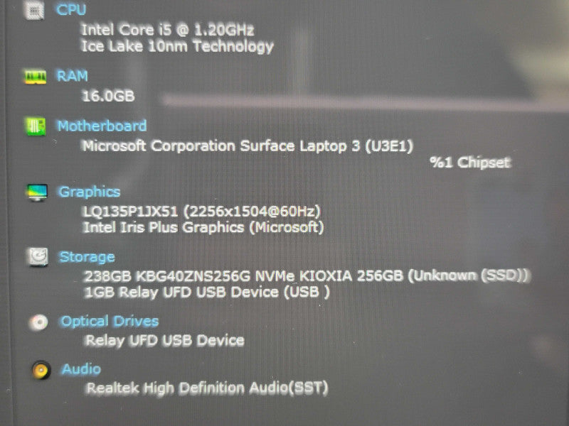 Microsoft Surface Laptop 3| i5-1035G7| 16GB DDR3| 256GB SSD  β Lap200