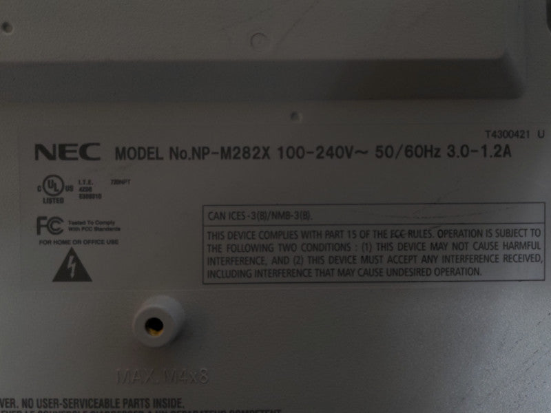 NEC NP-M282X XGA DLP 2800 ANSI Lumens Projector, Lamp Hour: 15Hrs