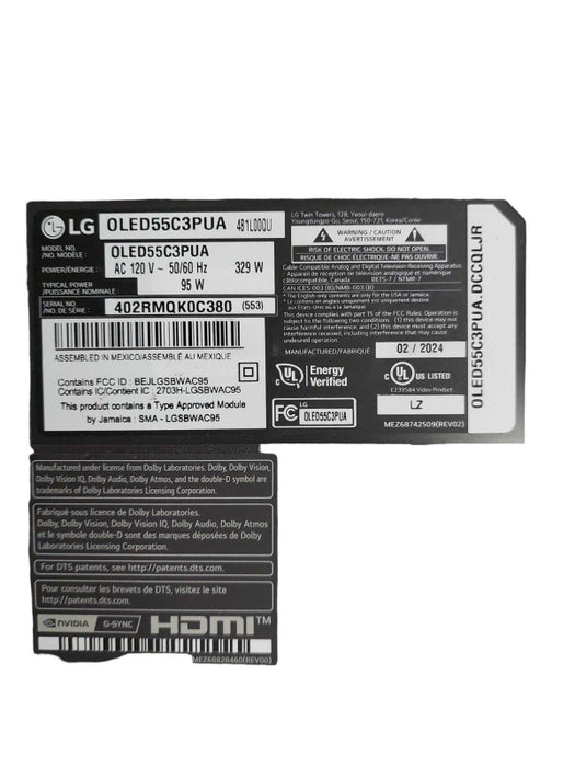 LG Display 55'OLED 4K TV Inside Board & Power Supply Board MDL: OLED55C3PUA =