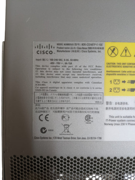 Cisco Nexus N2K-C2248TP-E-1GE | 48-Port 1GE Fabric Extender Switch Q